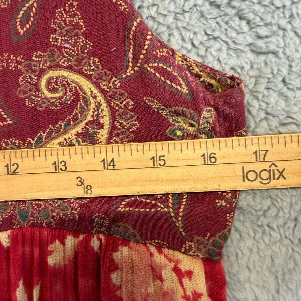 DENIM & SUPPLY Ralph Lauren Dress S Red Paisley Maxi Boho Tiered Cottage Floral - Picture 6 of 12
